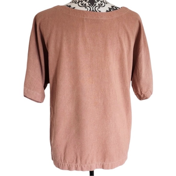 Na Nin Naomi Raw Silk Tee Blush Made in USA Boxy Short Sleeve Top - Picture 4 of 9